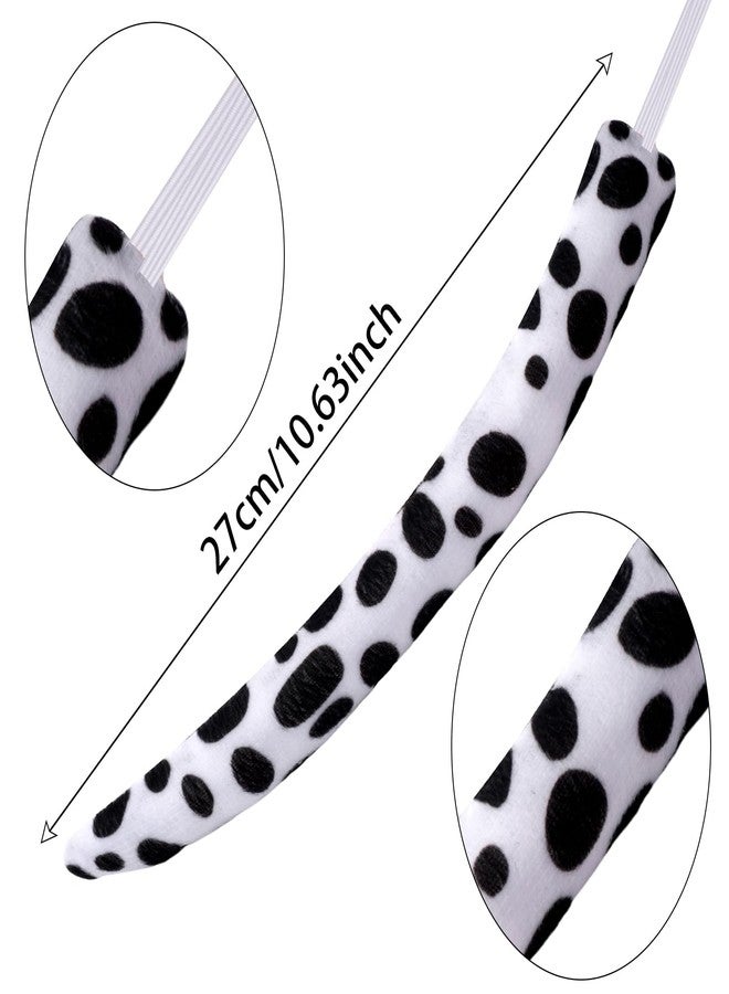 Sucrain Dalmatian Dog Costume Ear Headband,Bow Tie,Tail Set with 2 Sheets Black Adhesive Felt for Halloween DIY Projects Costume Party - Image 3